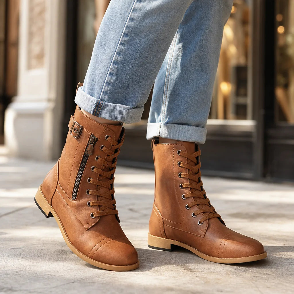 Carroll Lace-Up Ankle Boots  - By Qivii