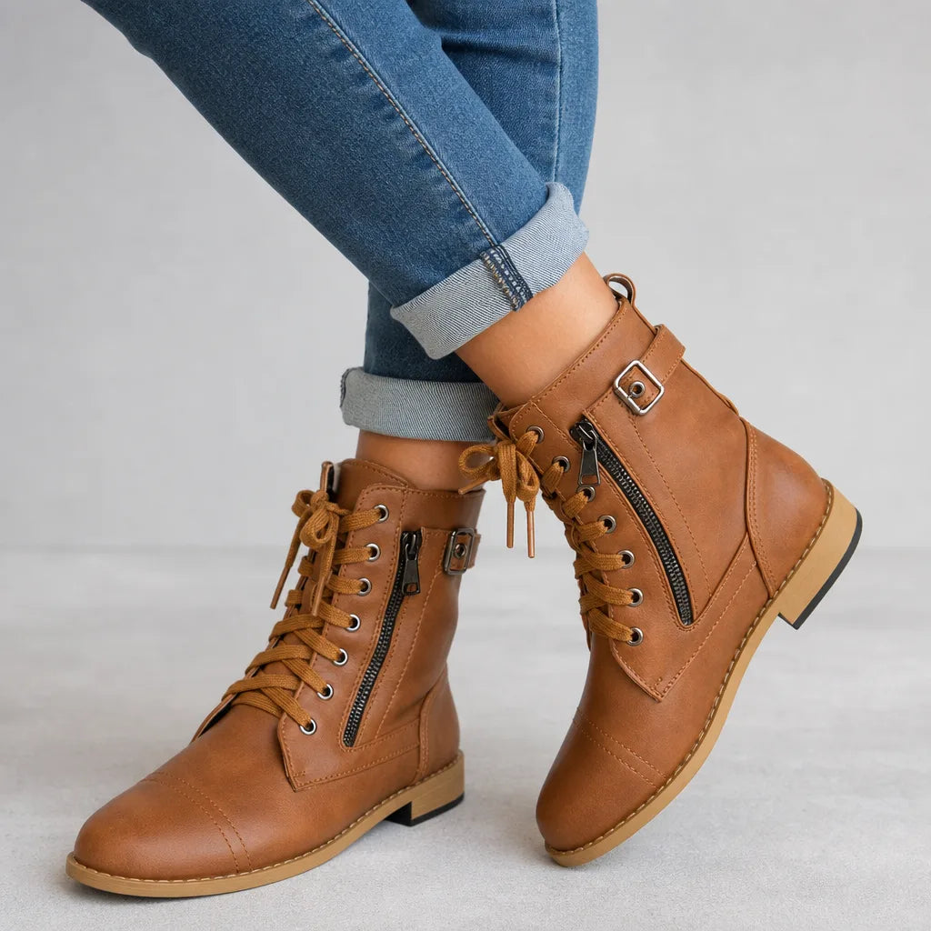 Carroll Lace-Up Ankle Boots  - By Qivii