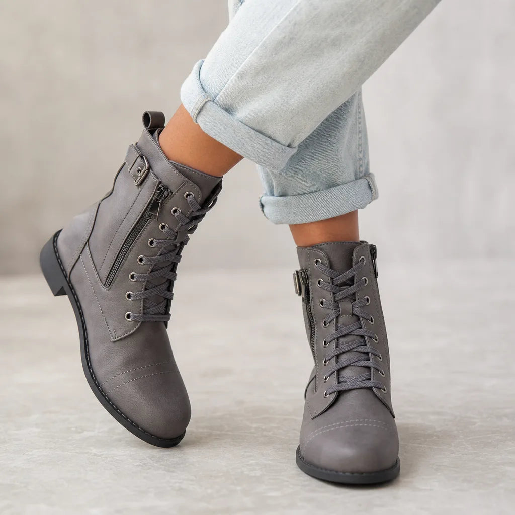 Carroll Lace-Up Ankle Boots  - By Qivii
