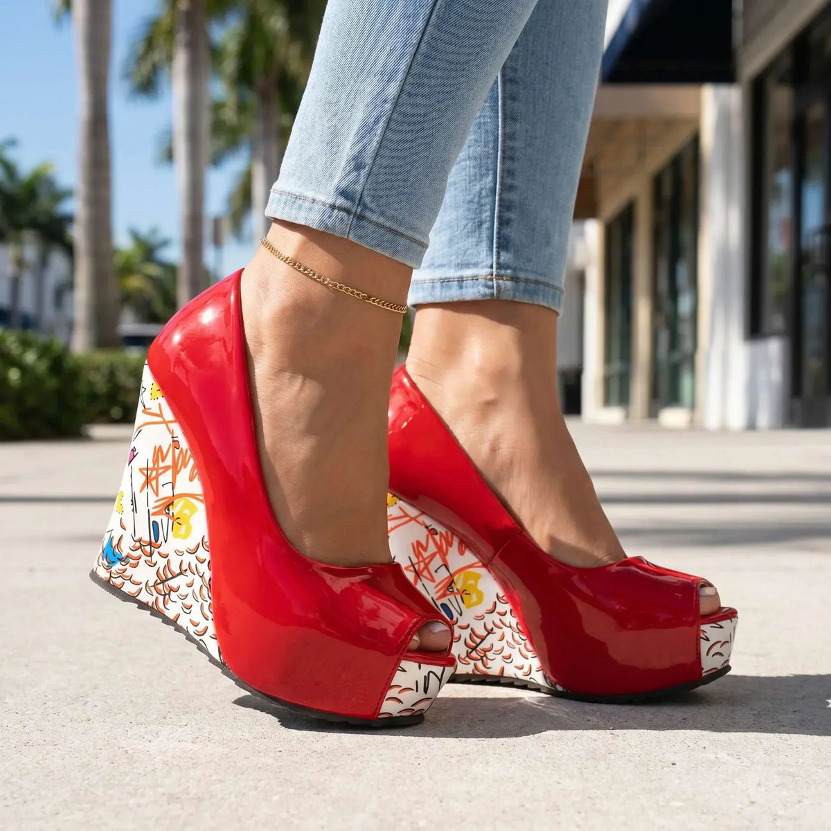 Cynthia Artistic Wedge Heels  - By Qivii