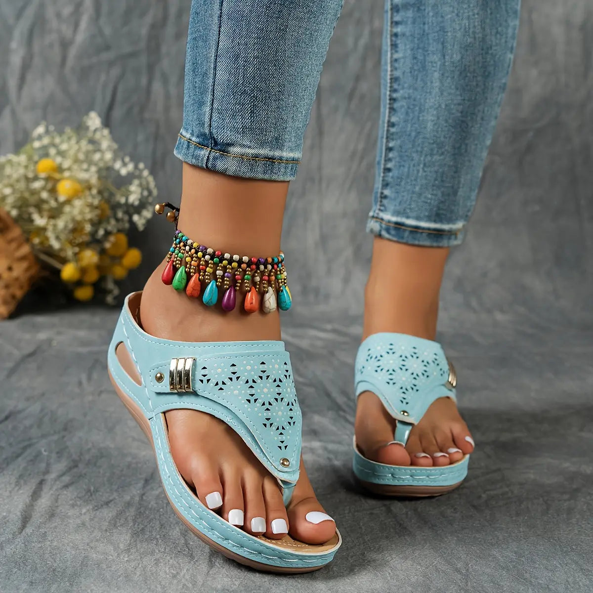 Élodie - Keil-Zehensandalen für Dame  - By Qivii