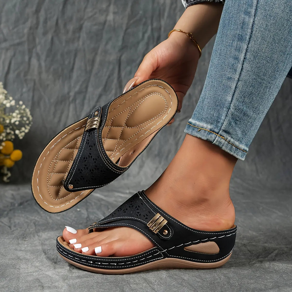 Élodie - Keil-Zehensandalen für Dame  - By Qivii
