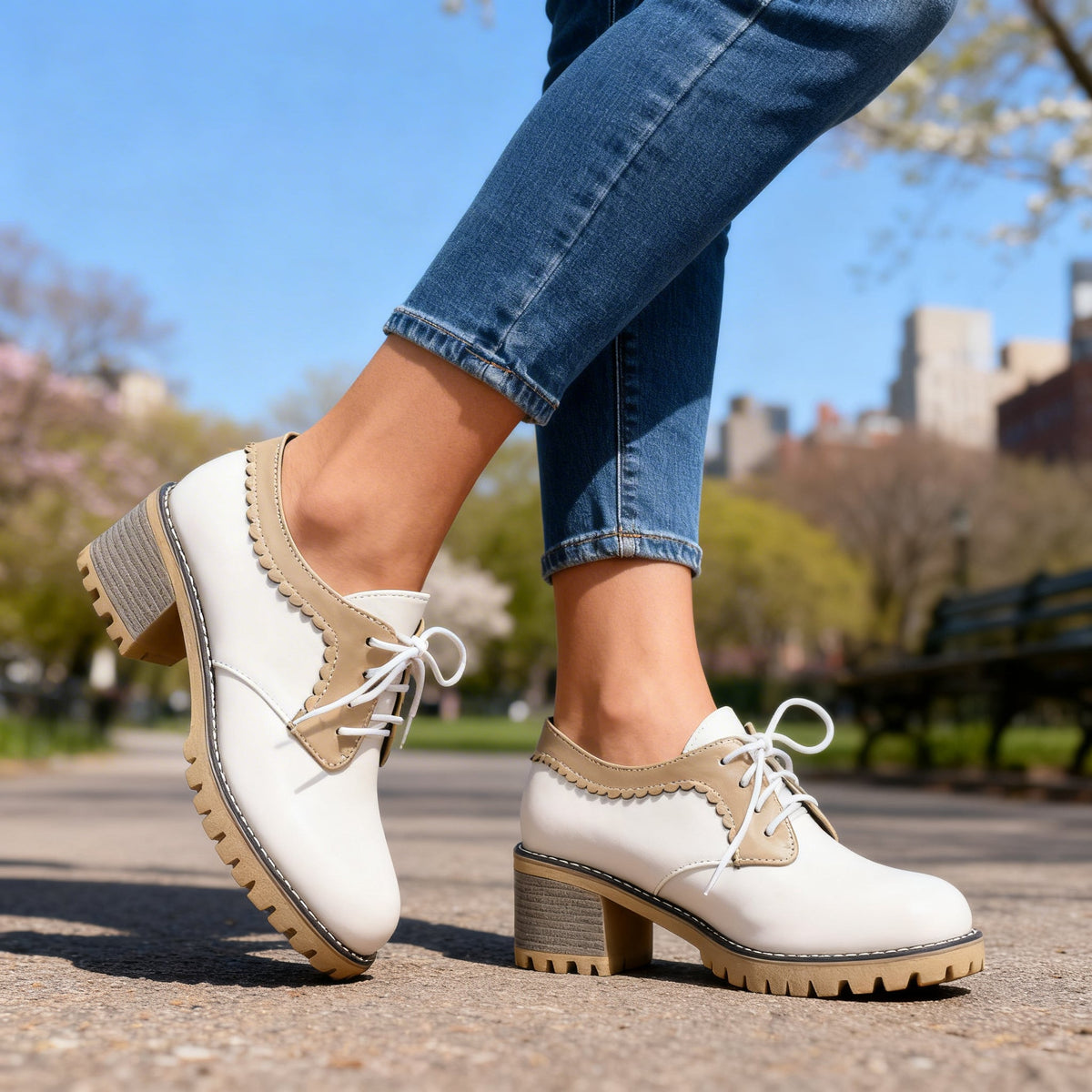 Maggie Lace-Up Derbies  - By Qivii