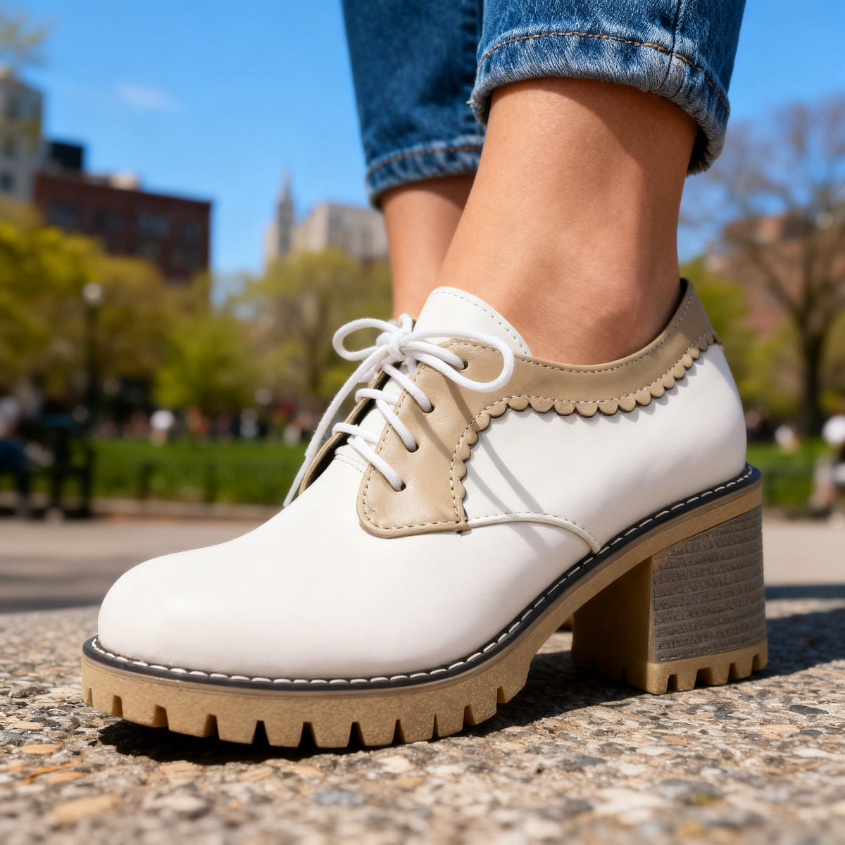 Maggie Lace-Up Derbies  - By Qivii
