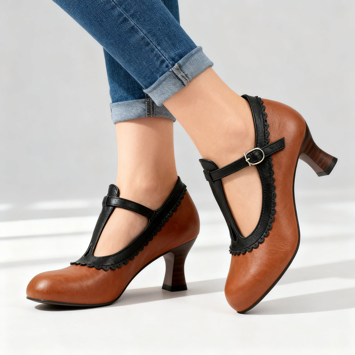 Amelia T-Strap Loafers  - By Qivii