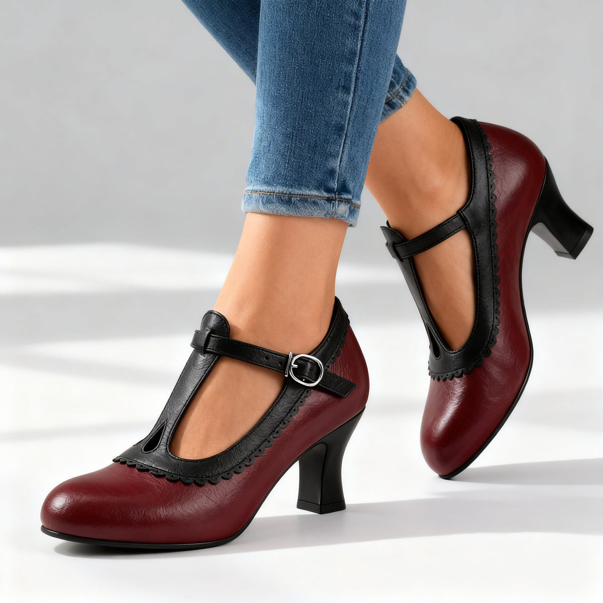 Amelia T-Strap Loafers  - By Qivii