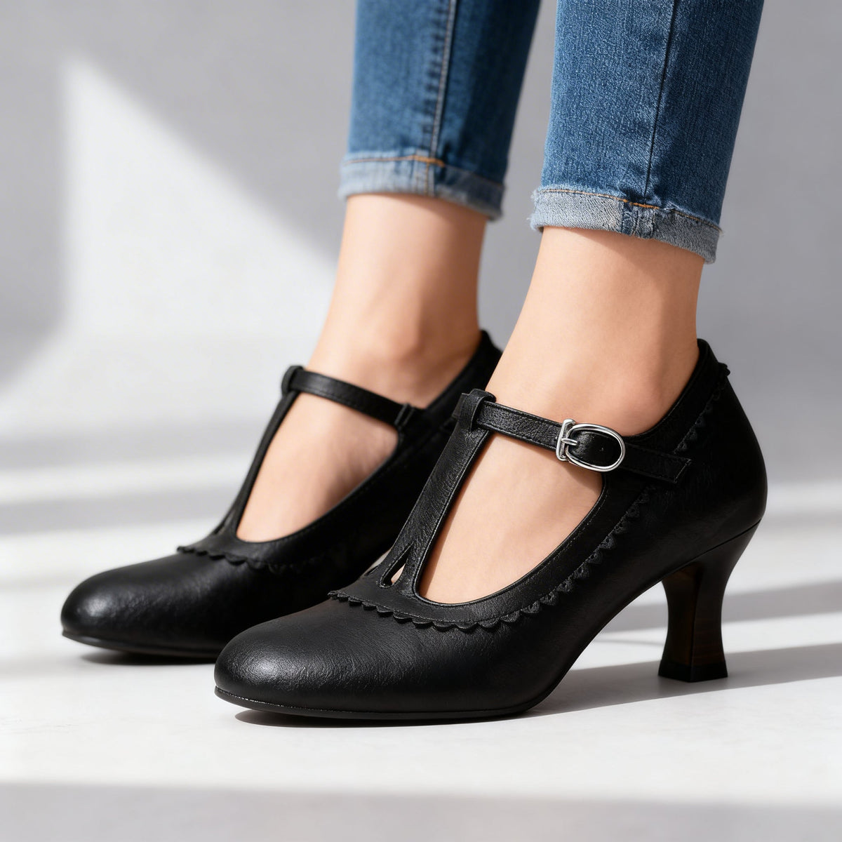 Amelia T-Strap Loafers  - By Qivii