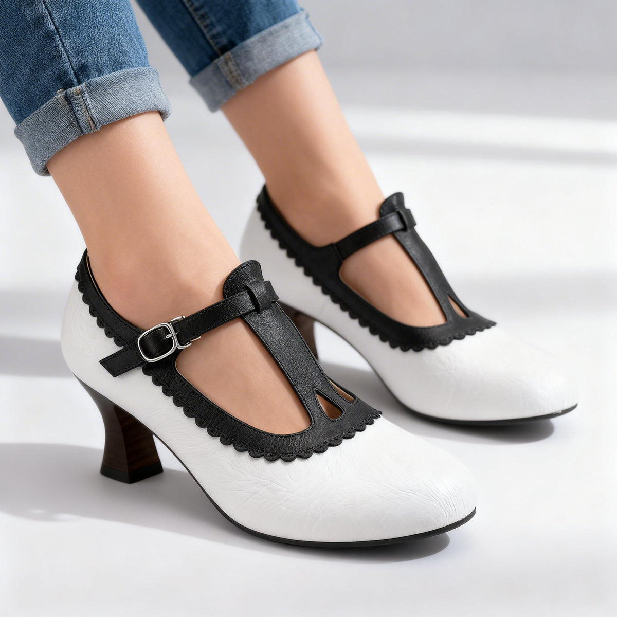 Amelia T-Strap Loafers  - By Qivii