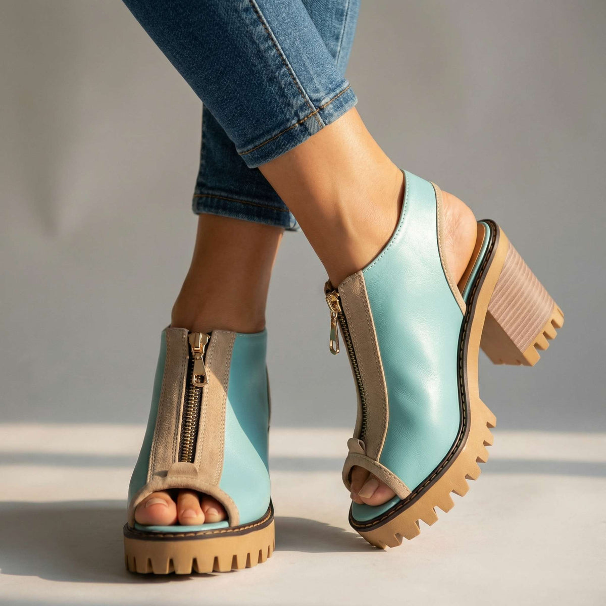 Ashley Zipper Heels  - By Qivii
