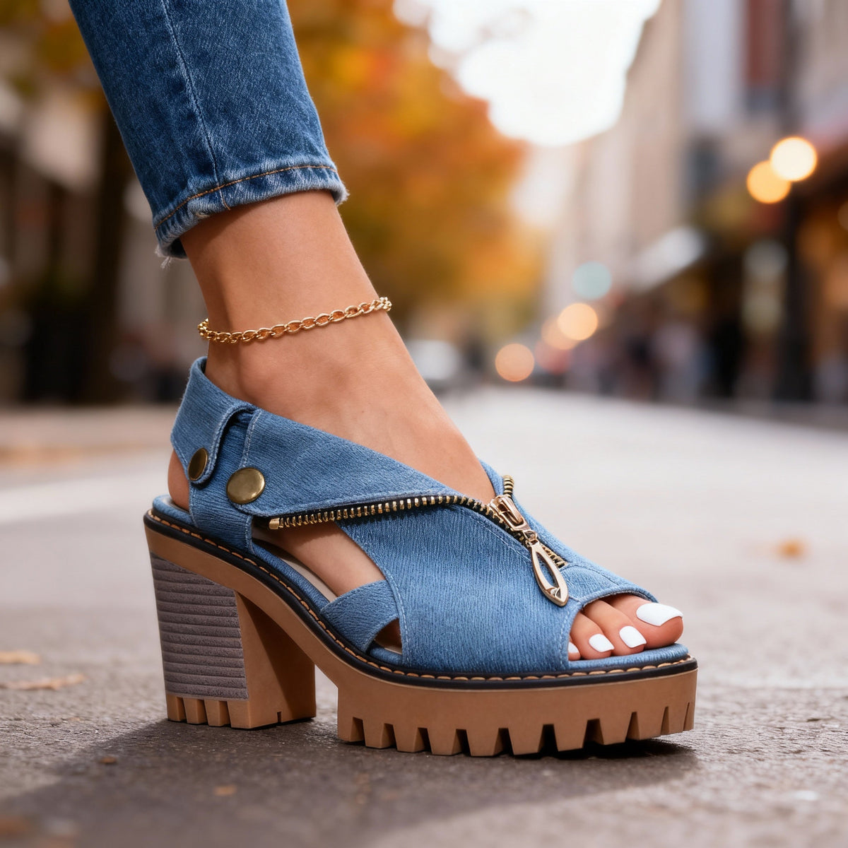 Roxanne Denim Heels  - By Qivii