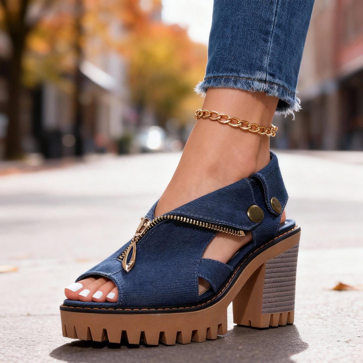 Roxanne Denim Heels  - By Qivii