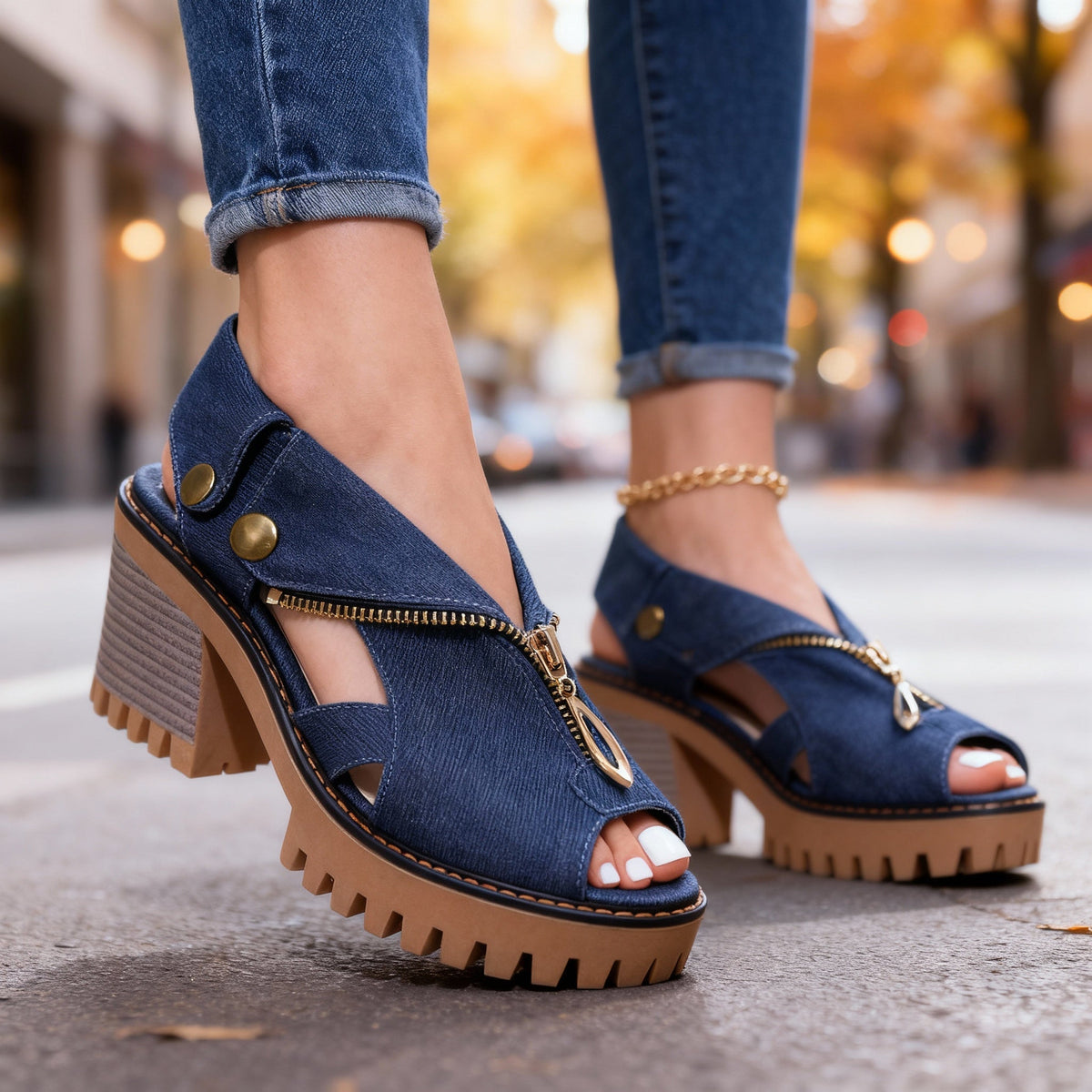 Roxanne Denim Heels  - By Qivii