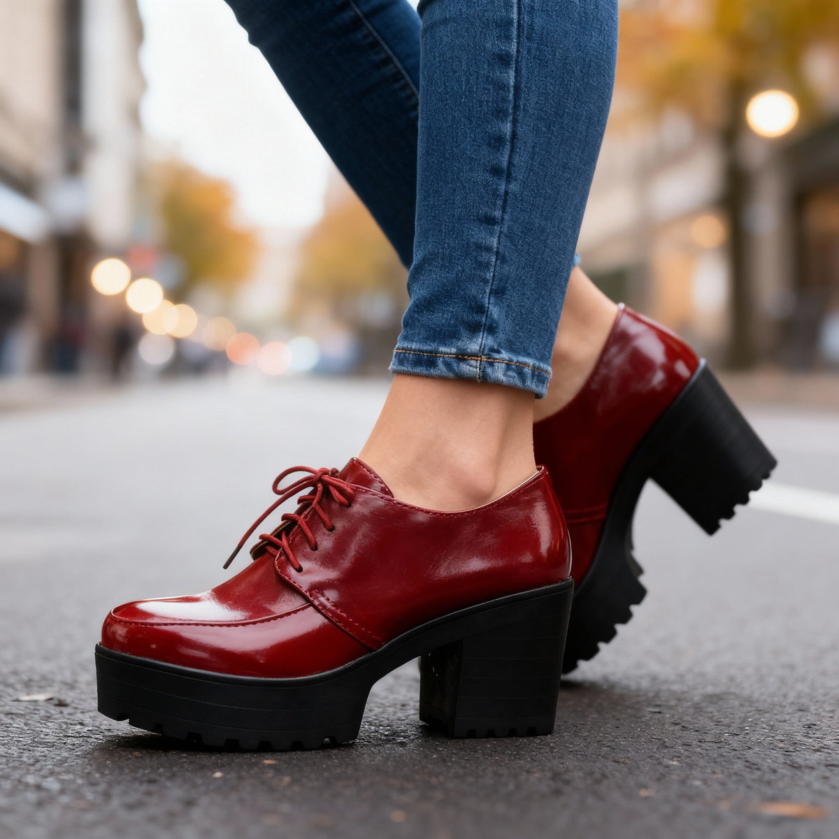 Jessica Lace-Up Block Heels  - By Qivii