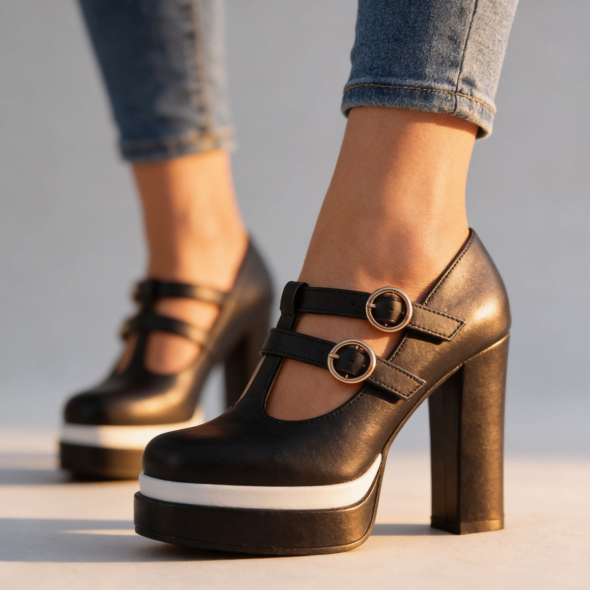 Nichole T-Strap Platform Heels  - By Qivii