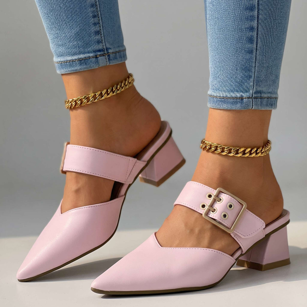 Camilla Buckle Mules  - By Qivii