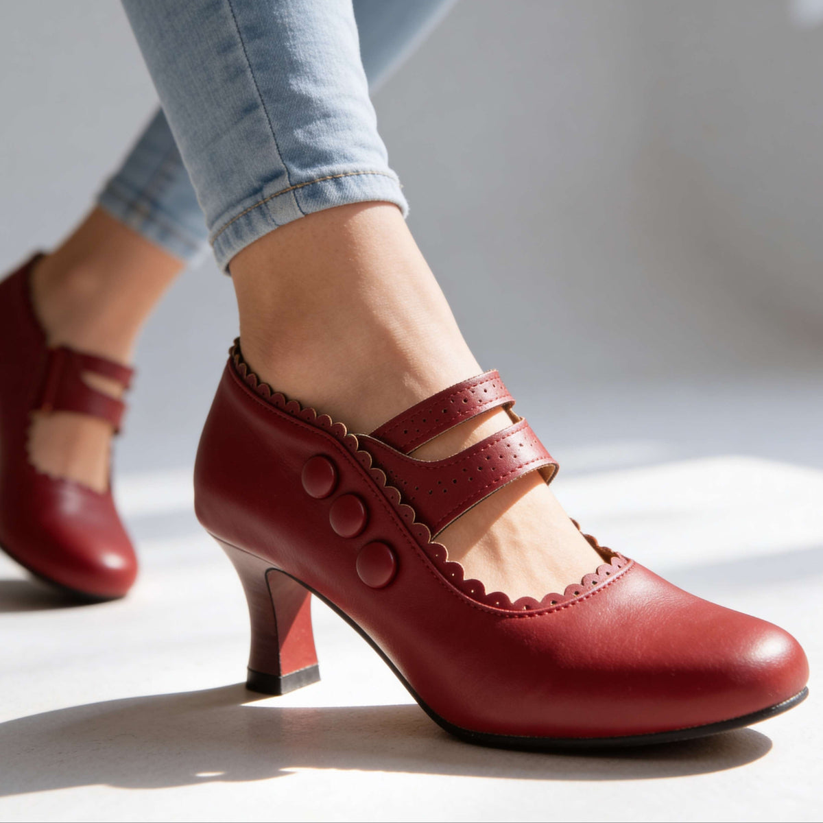 Dolly Button Strap Loafers  - By Qivii