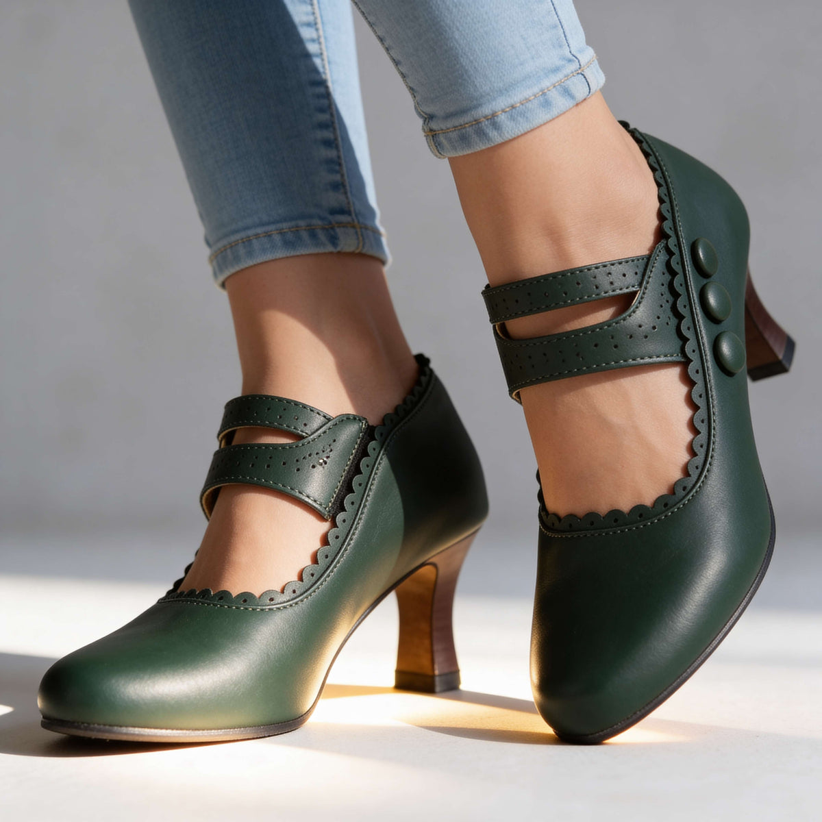 Dolly Button Strap Loafers  - By Qivii
