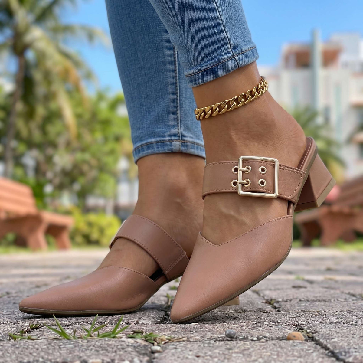 Camilla Buckle Mules  - By Qivii