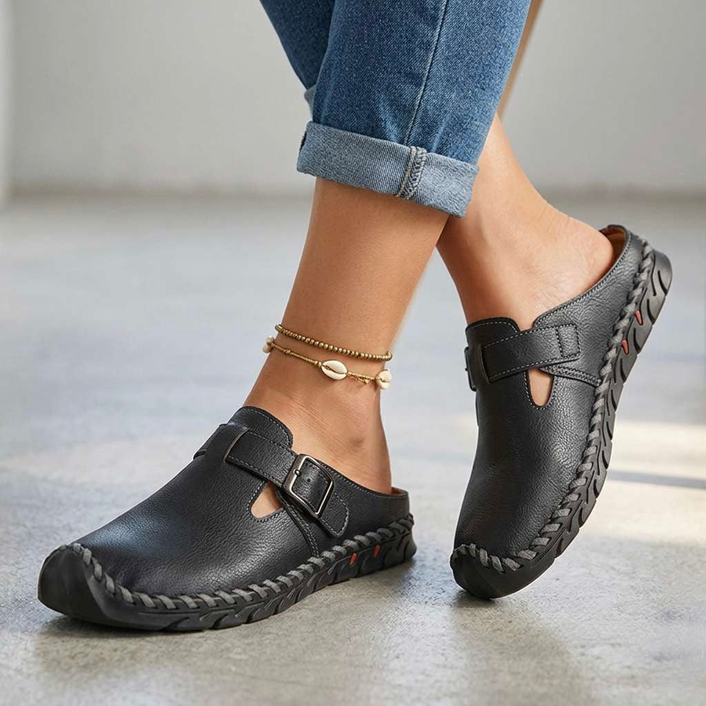 Jane Buckle Clogs  - By Qivii