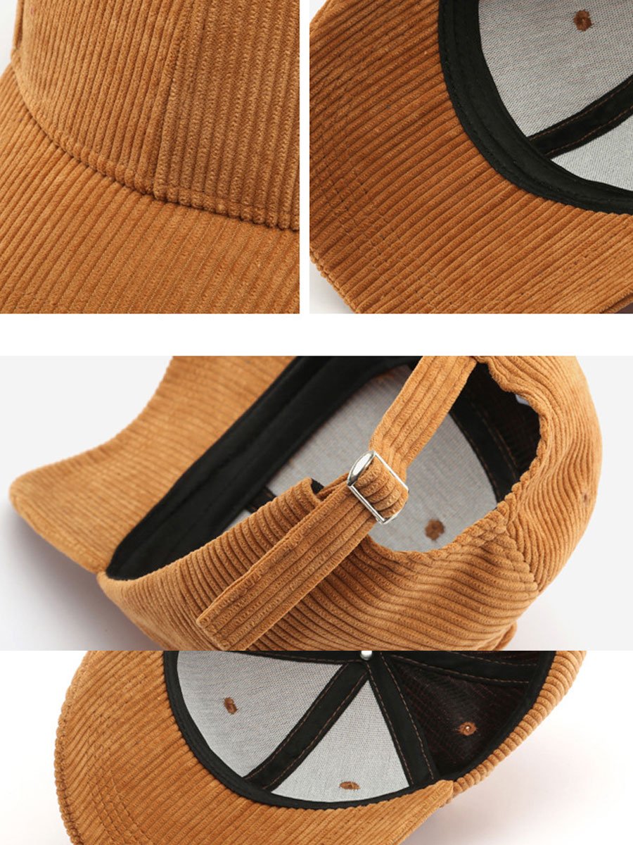 Casual Retro Corduroy Sports Warm Baseball Cap  - By Qivii