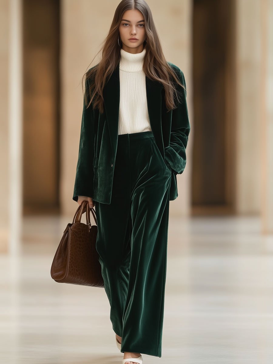 Casual Loose Vintage Pocket Velvet Suit Pants - By Qivii