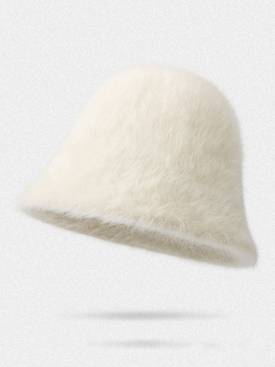 Winter Fashion Gradient Plush Rabbit Fur Warm Bucket Hat  - By Qivii