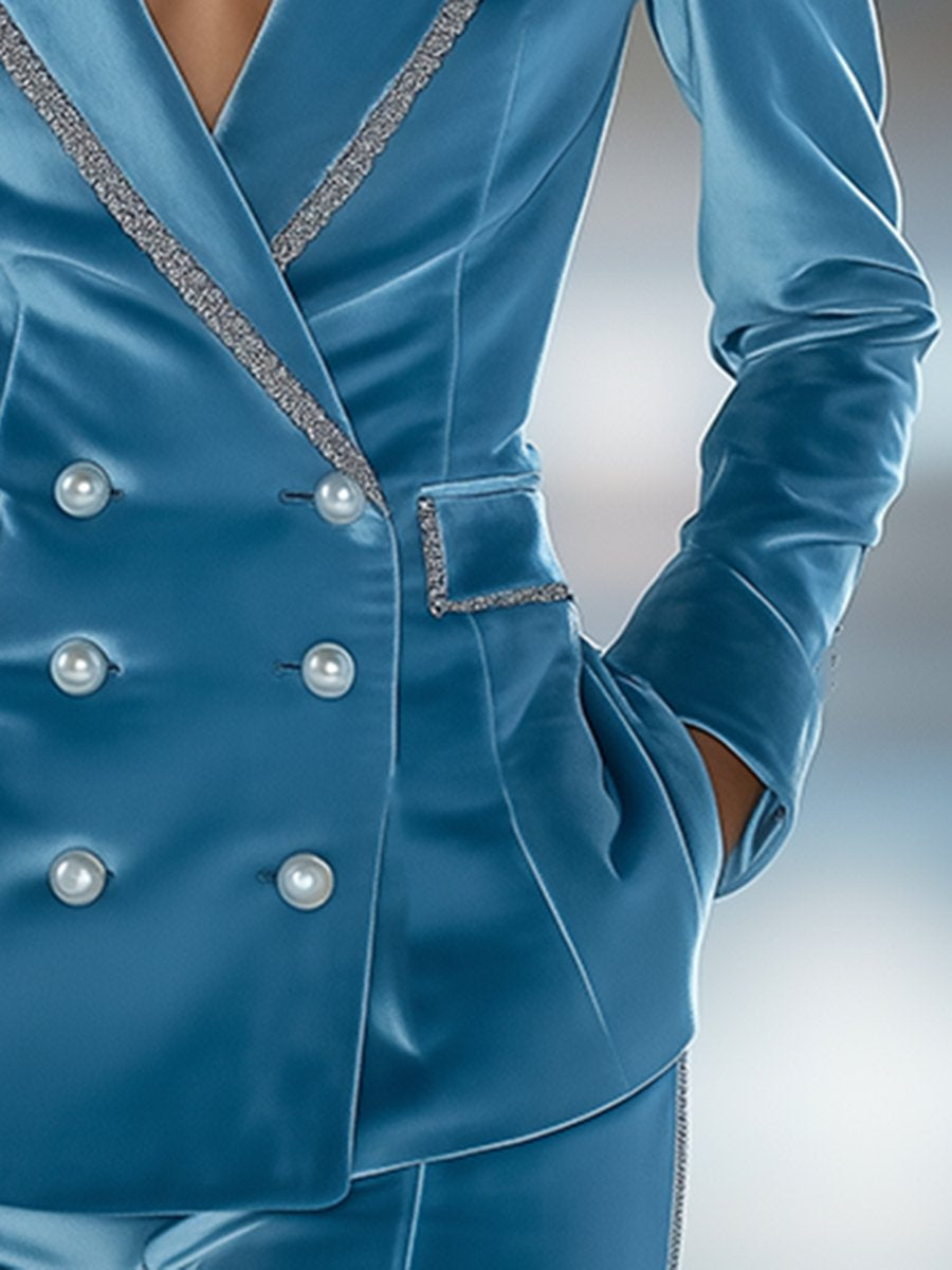 Casual Loose Retro Solid Velvet Pocket Blazer  - By Qivii
