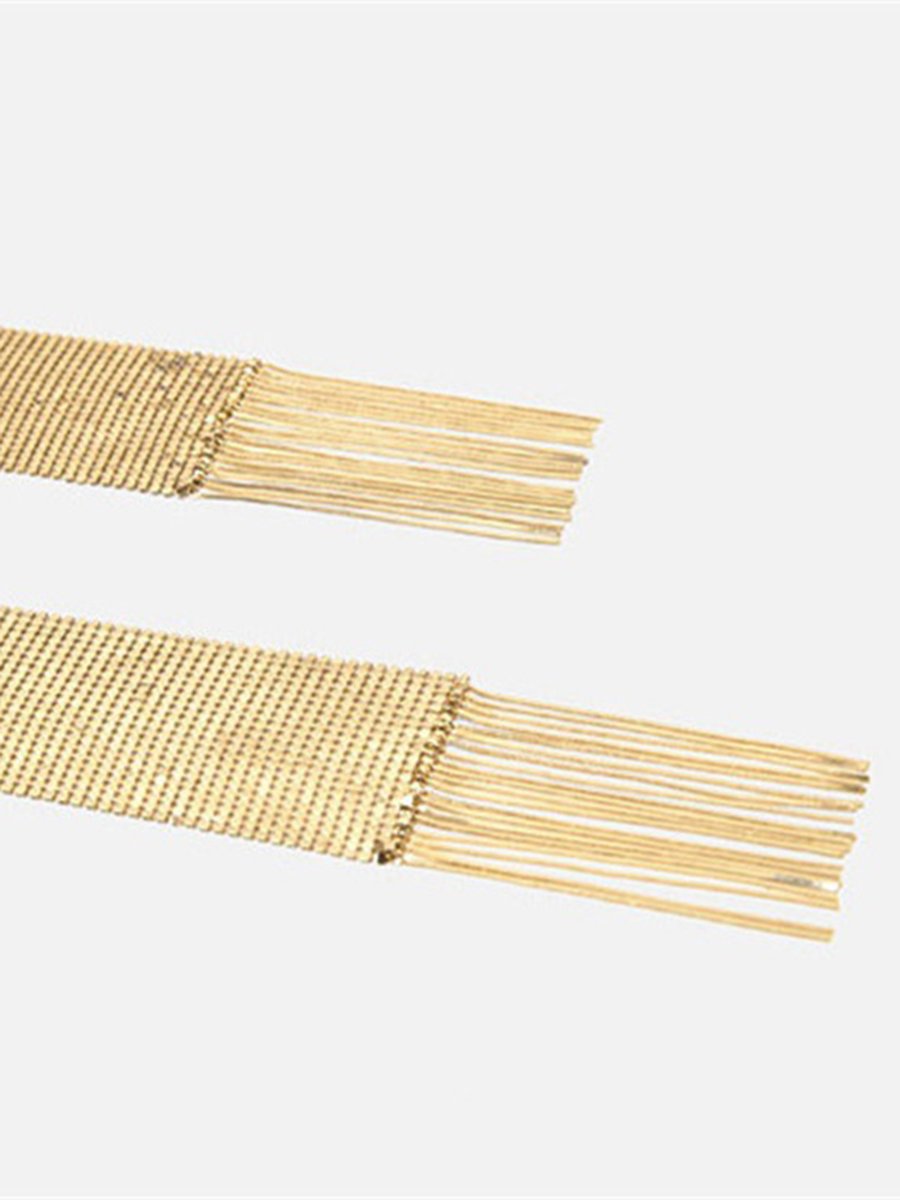 Elegant Textured Metal Sequin Long Scarf  - By Qivii