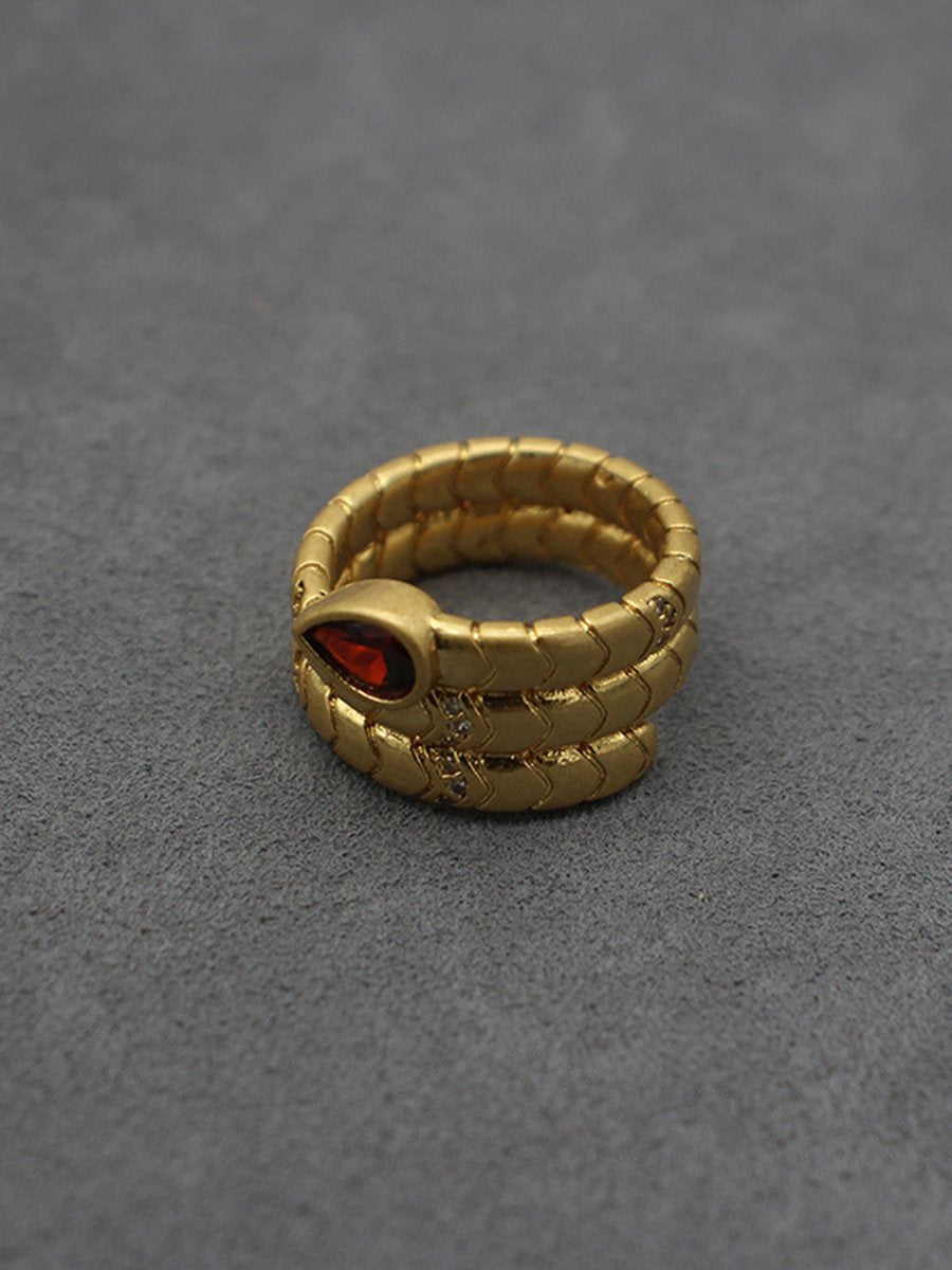 Vintage Light Luxury Water Drop Zircon Snake Ring  - By Qivii