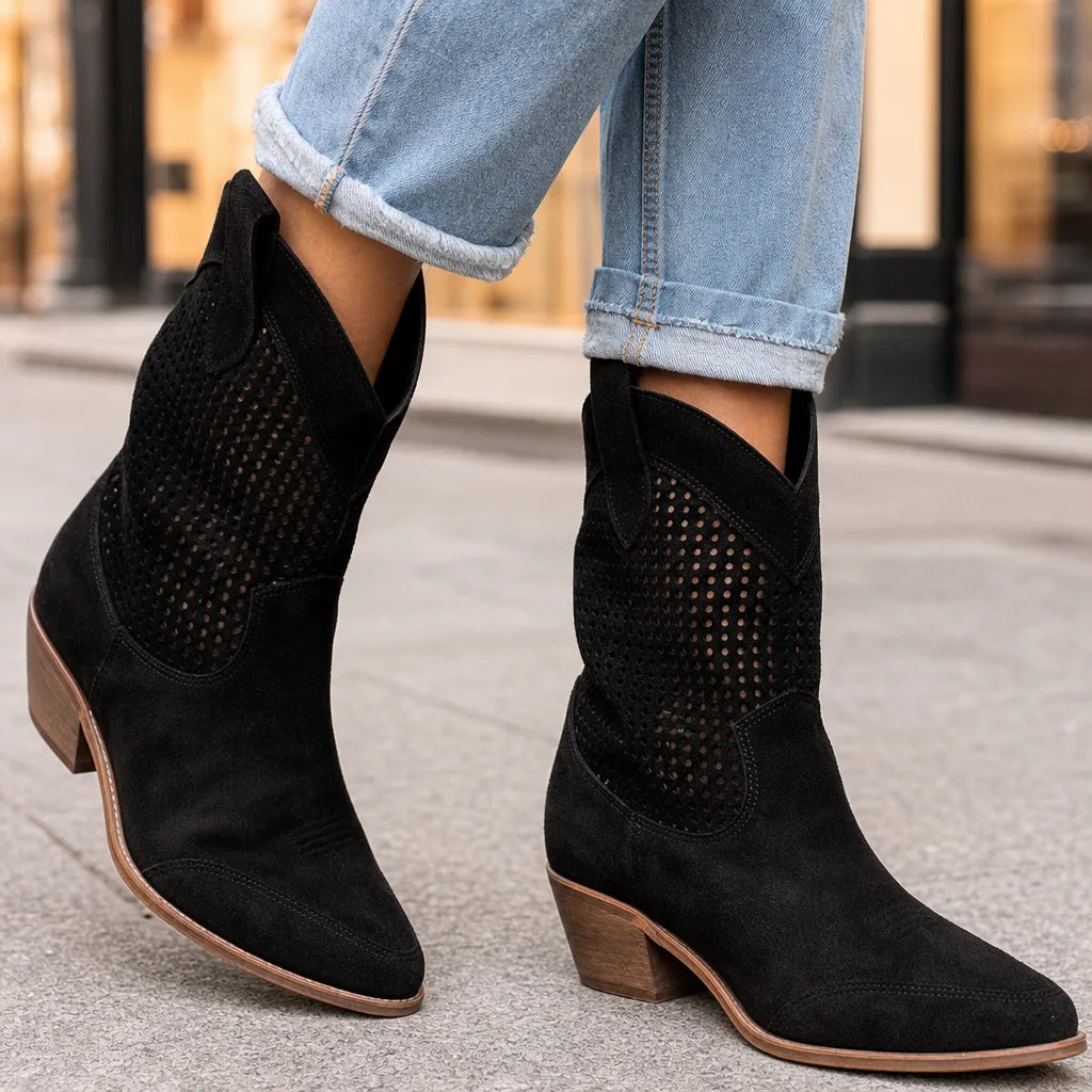 Landry Mid Heel Ankle Boots  - By Qivii