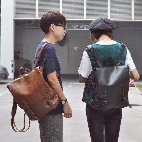 Large Capacity Synthetic Leather Backpack  - By Qivii