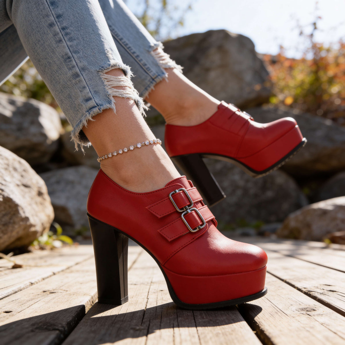 Victoria Buckle Heels  - By Qivii