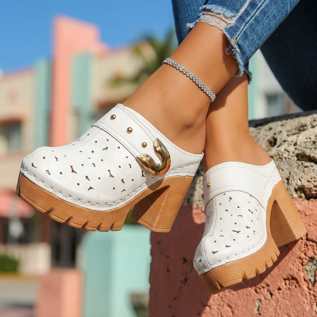 Melissa Buckle Slip-On Clogs  - By Qivii