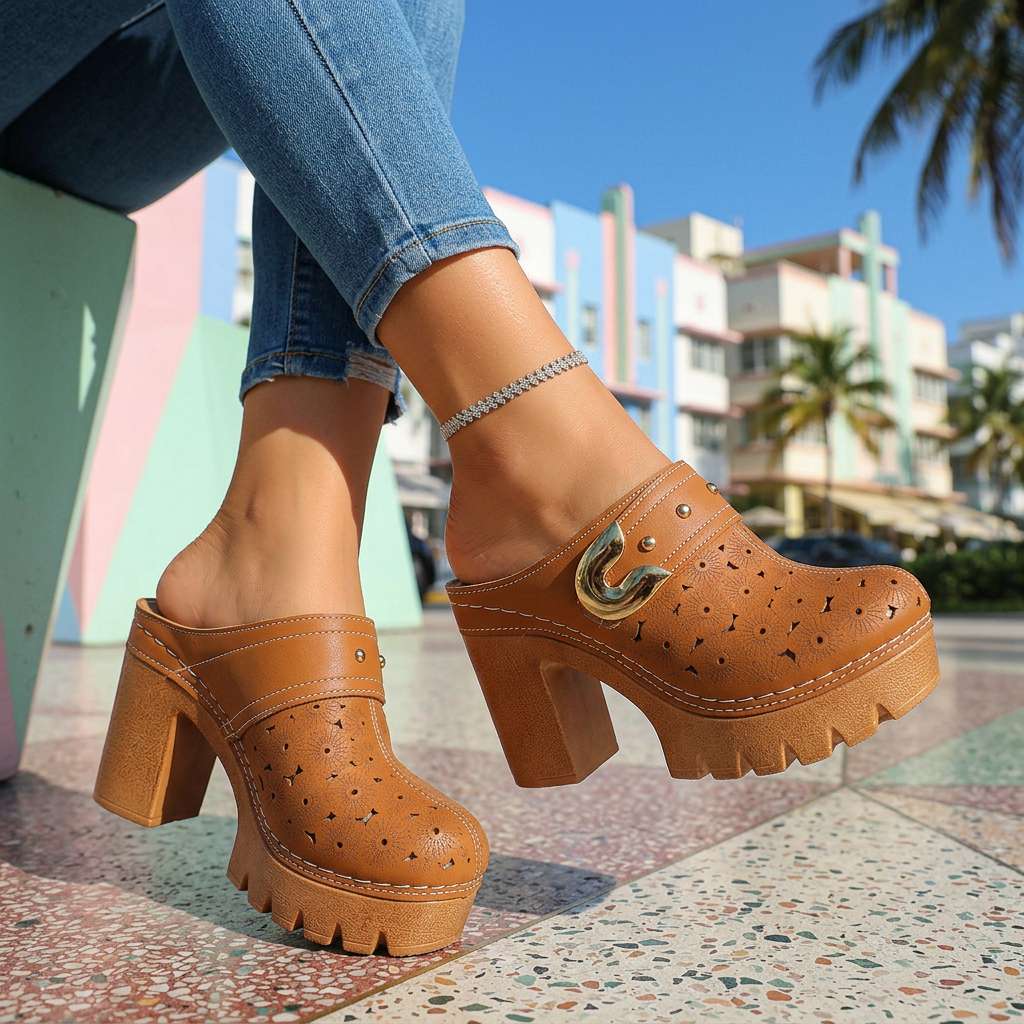 Melissa Buckle Slip-On Clogs  - By Qivii