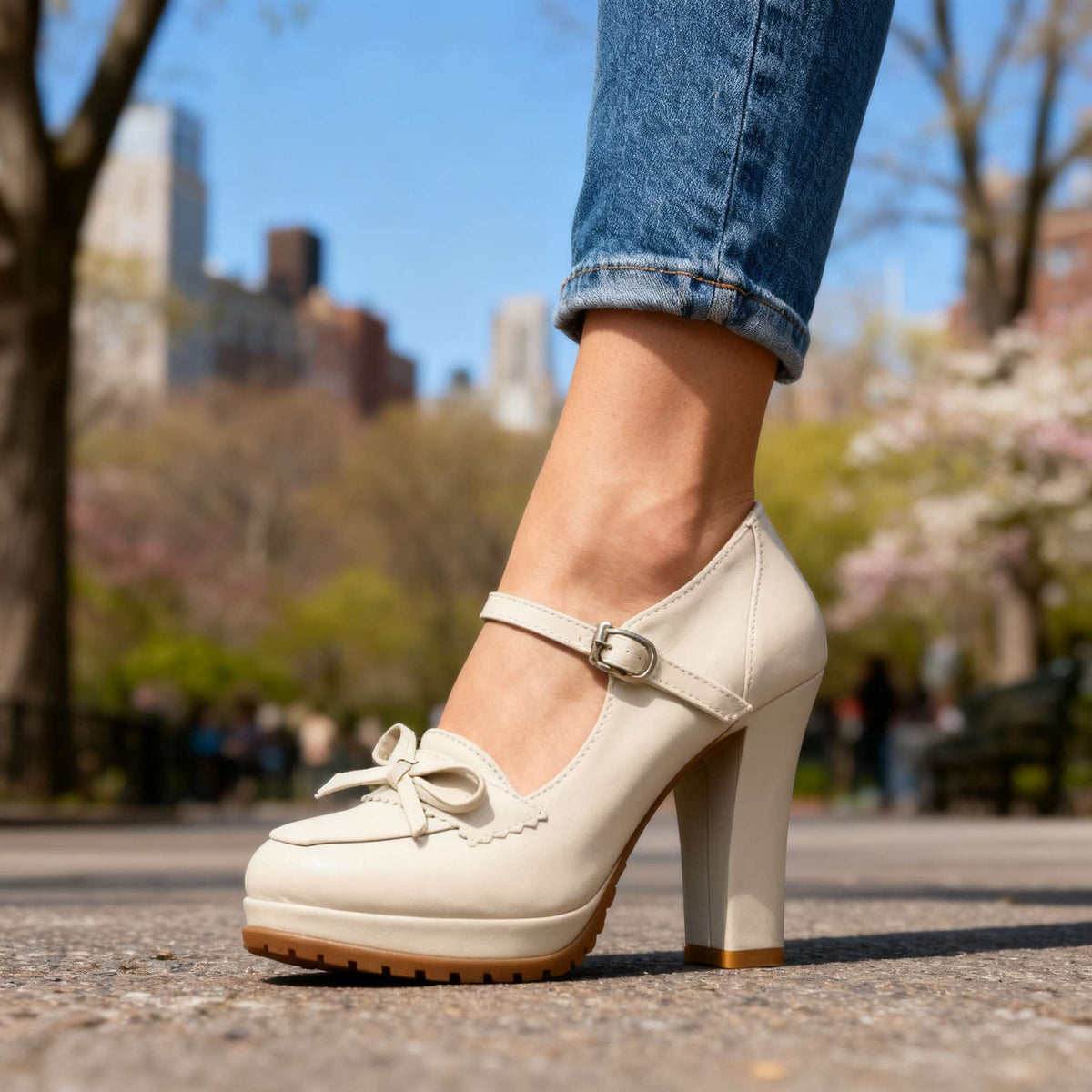 Ashley Bow-Tie Buckle Pumps  - By Qivii