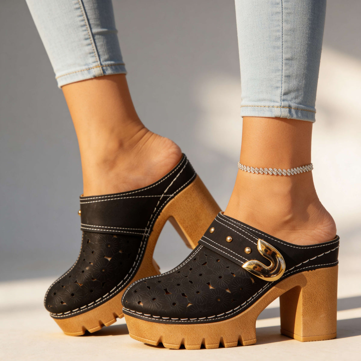 Melissa Buckle Slip-On Clogs  - By Qivii