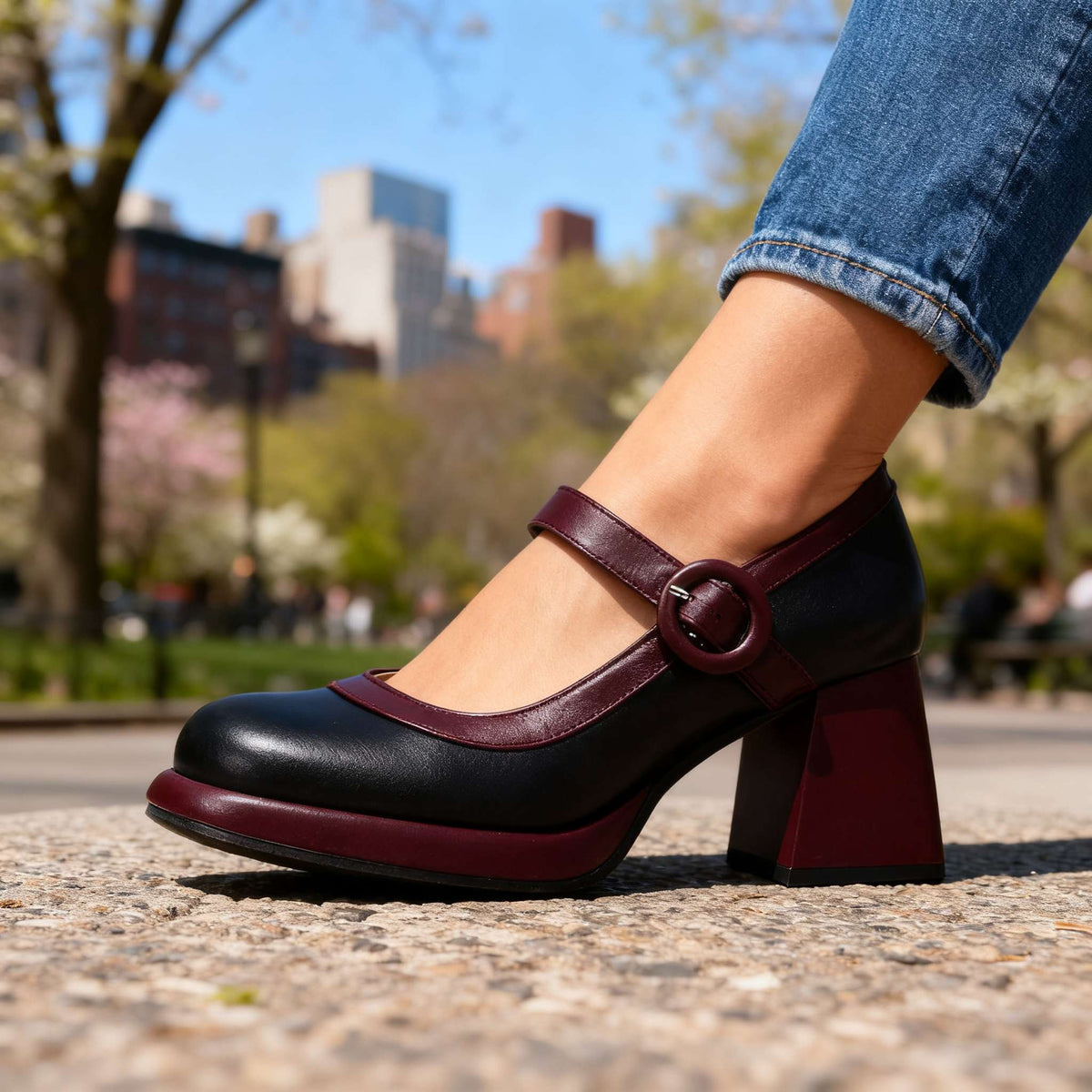 Sabina Buckle Strap Pumps  - By Qivii