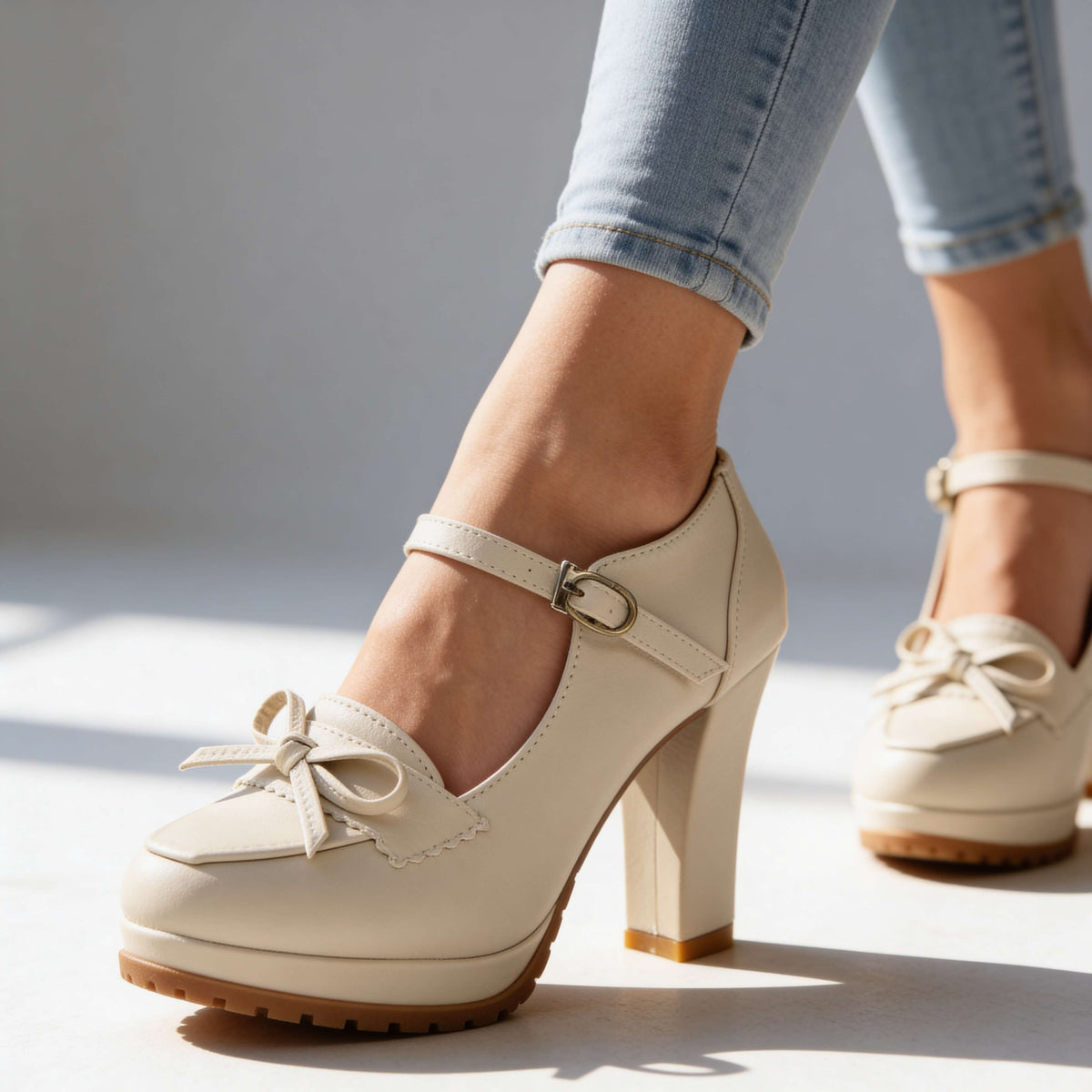 Ashley Bow-Tie Buckle Pumps  - By Qivii