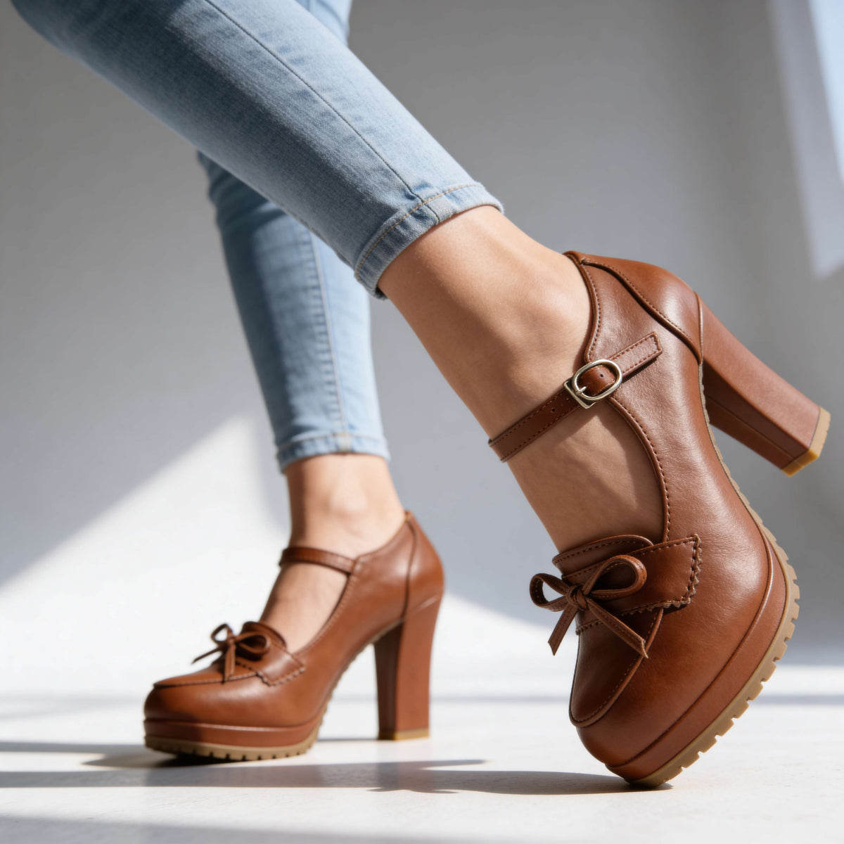 Ashley Bow-Tie Buckle Pumps  - By Qivii