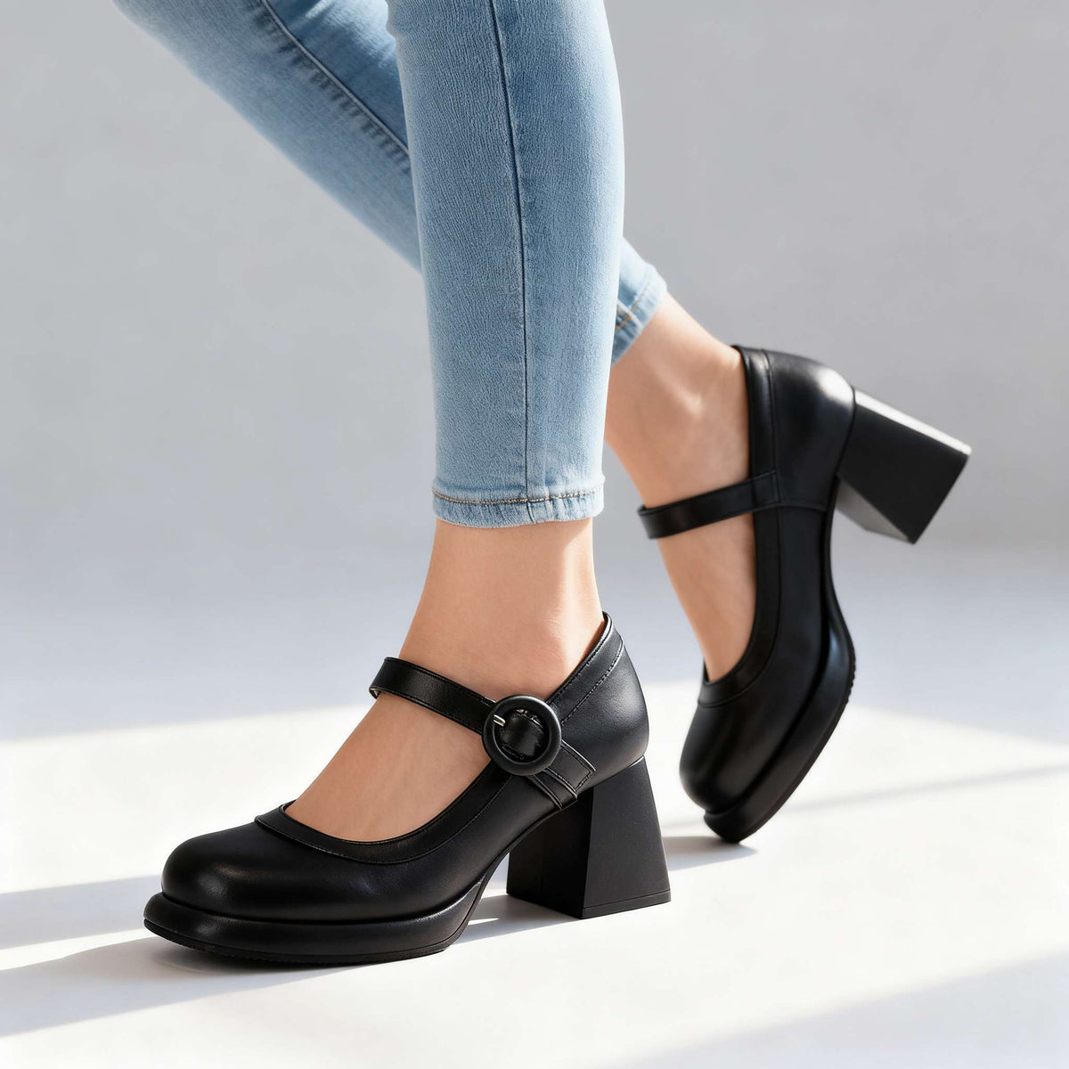 Sabina Buckle Strap Pumps  - By Qivii