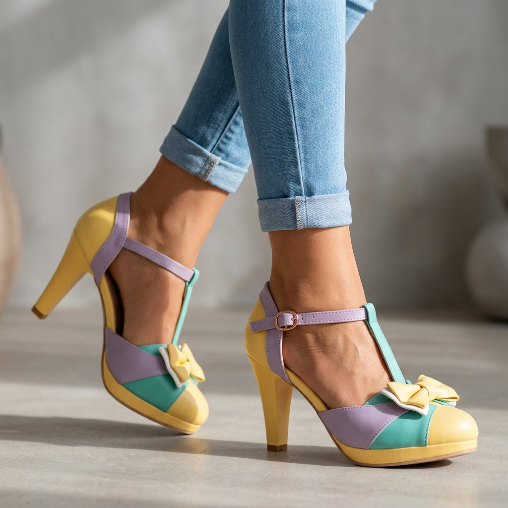 Leylah Bow Tie Heels  - By Qivii