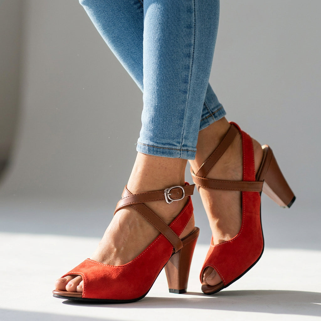 Vanessa Cross Strap Heels  - By Qivii