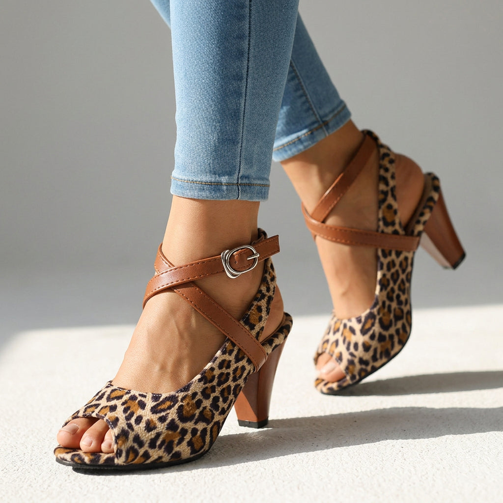 Vanessa Cross Strap Heels  - By Qivii