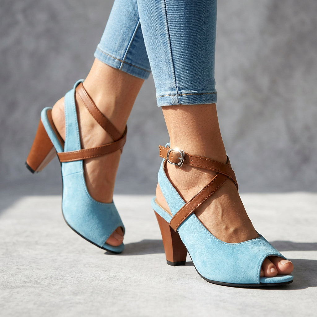 Vanessa Cross Strap Heels  - By Qivii