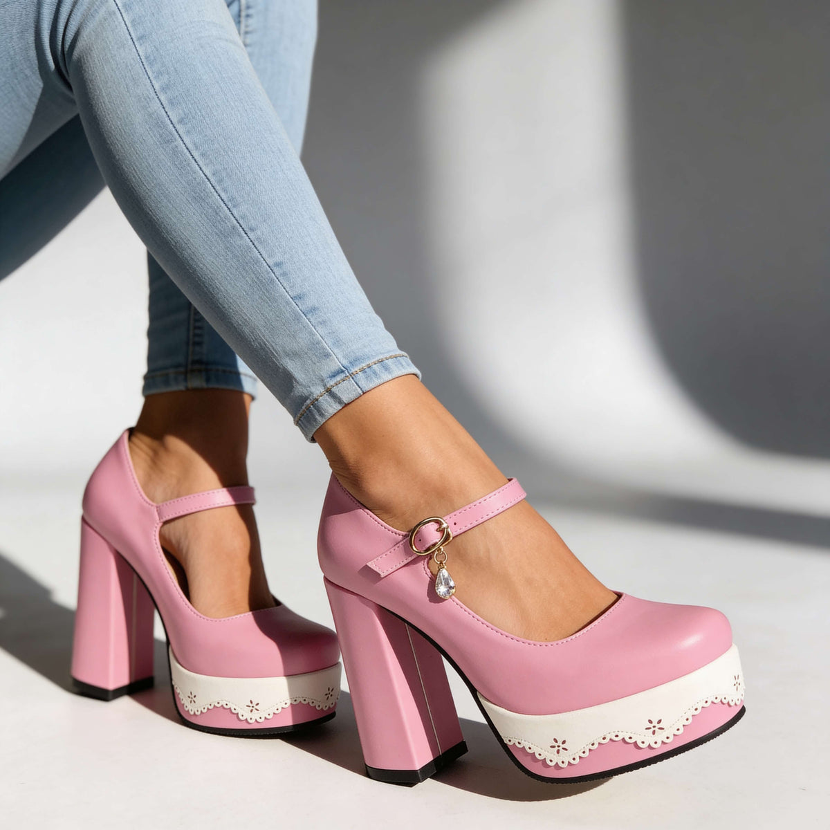 Sashia Gem Buckle Heels  - By Qivii