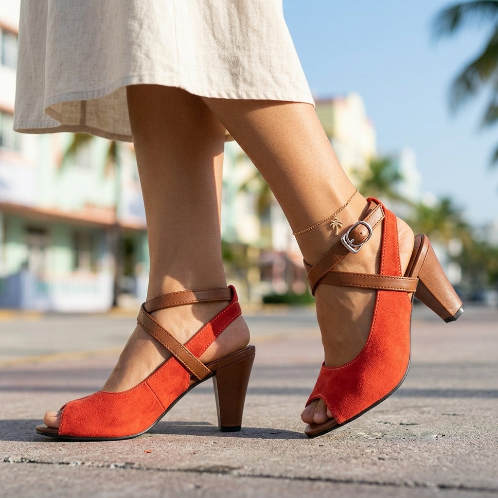 Vanessa Cross Strap Heels  - By Qivii