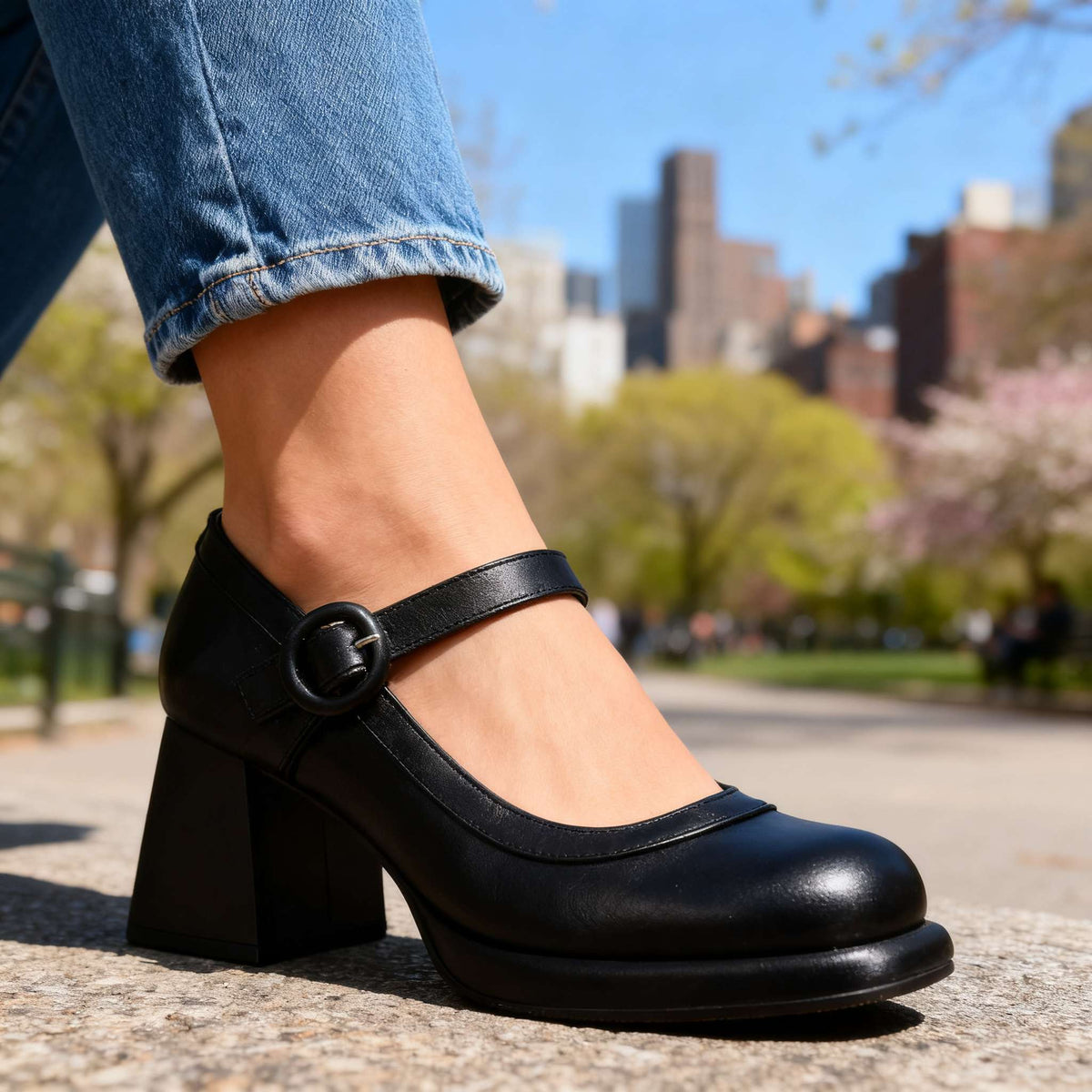 Sabina Buckle Strap Pumps  - By Qivii