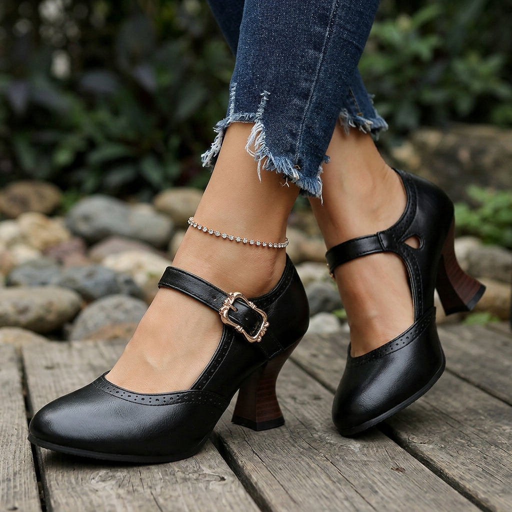 Leonia Brogue Buckle Loafers  - By Qivii