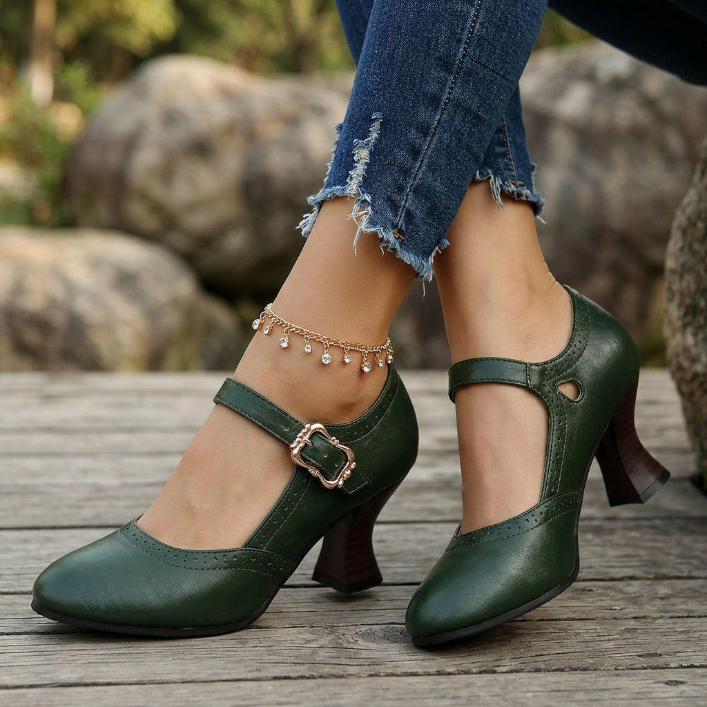 Leonia Brogue Buckle Loafers  - By Qivii