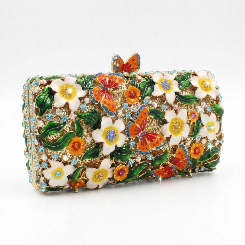 Butterfly Garden Crystal Clutch  - By Qivii